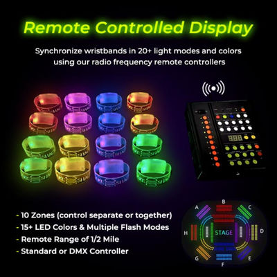 Controller inalámbrico DMX potente para pulseras LED y cordones perfecto para conciertos festivales y eventos corporativos