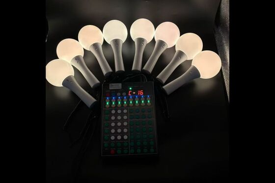 Controlador inalámbrico DMX que proporciona control inalámbrico para palos recargables de LED utilizados en conciertos y ensayos de varios días